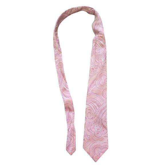 Men's Donald J. Trump Signature Collection Pink Paisley Design Tie Silk Men's - Picture 2 of 5
